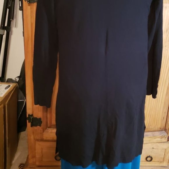 White House Black Market MED Black Open Front Sweater Cardigan long slee… - Picture 4 of 6